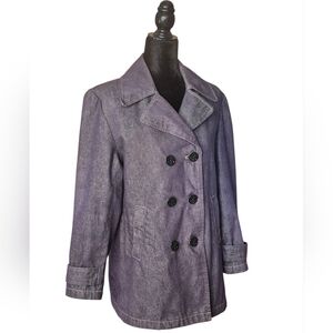 GAP Women's Blue to Gray Denim Peacoat Size M/L with 100% Cotton Shell